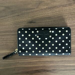 Kate Spade Black and Cream Polka Dot Clutch